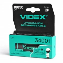 Polnilna baterija VIDEX Li-ION 18650-P 3400mAh z zaščito