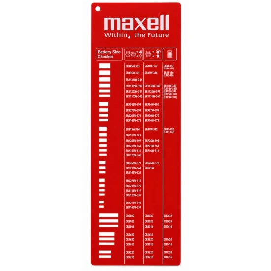 Button cell battery size gauge red