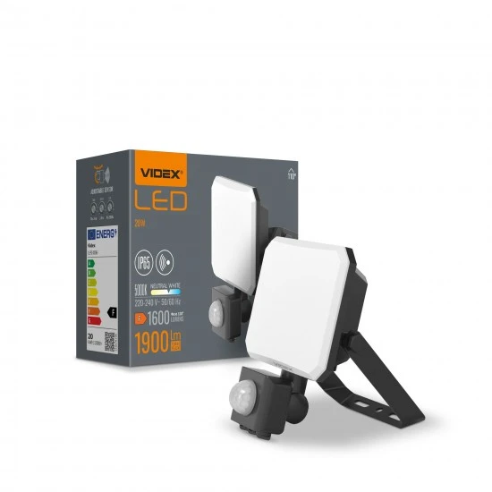 LED Floodlight with sensor VIDEX LED-F3-PIR-20W-5K