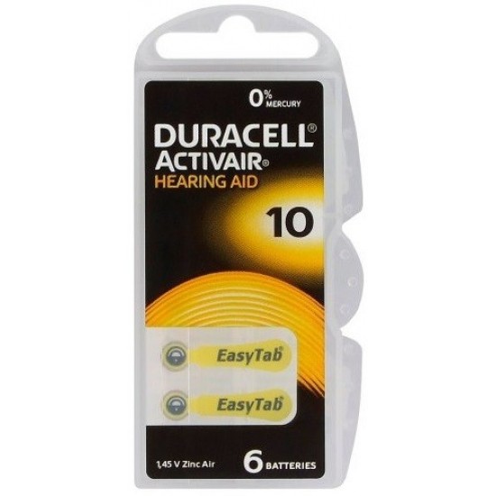 Battery Duracell DA10 1.4V  6/1 for hearing aid