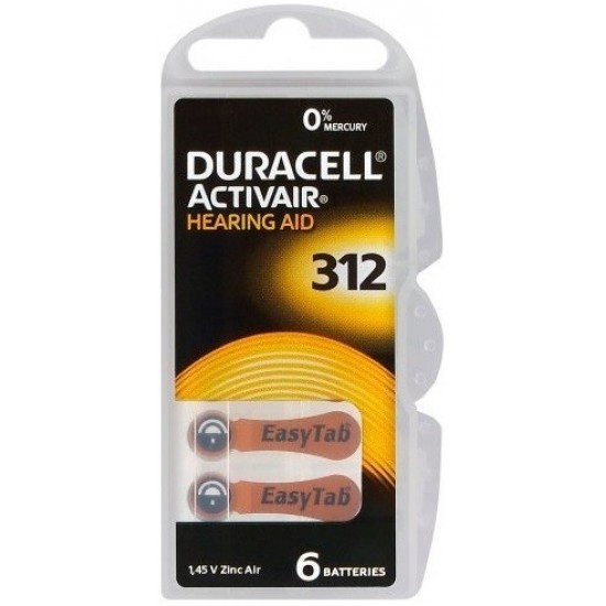 Battery Duracell DA312 1.4V 6/1 for hearing aid