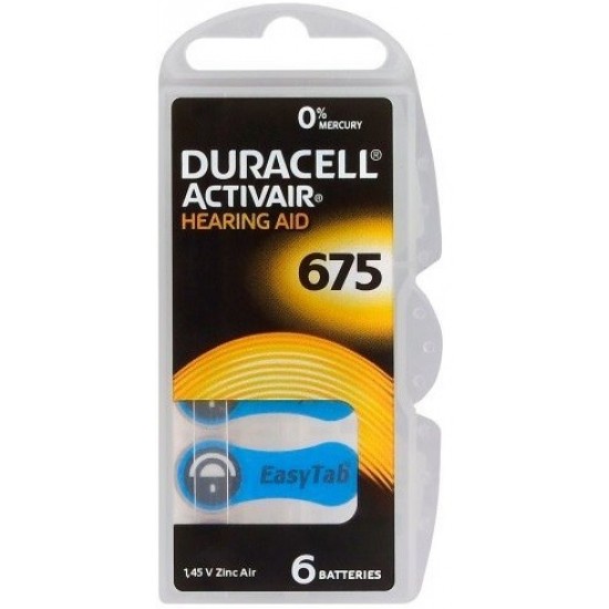 Battery Duracell DA675 1.4V 6/1 for hearing aid